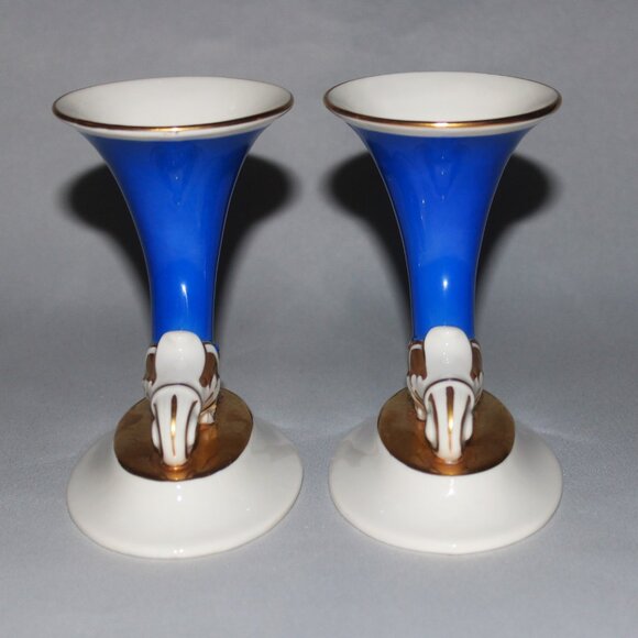 Porcelain Cornucopia Horn of Plenty | Czechoslovakia Porcelain Vases - Picture 2 of 9